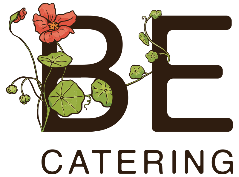 BE Catering Logo with Flowers
